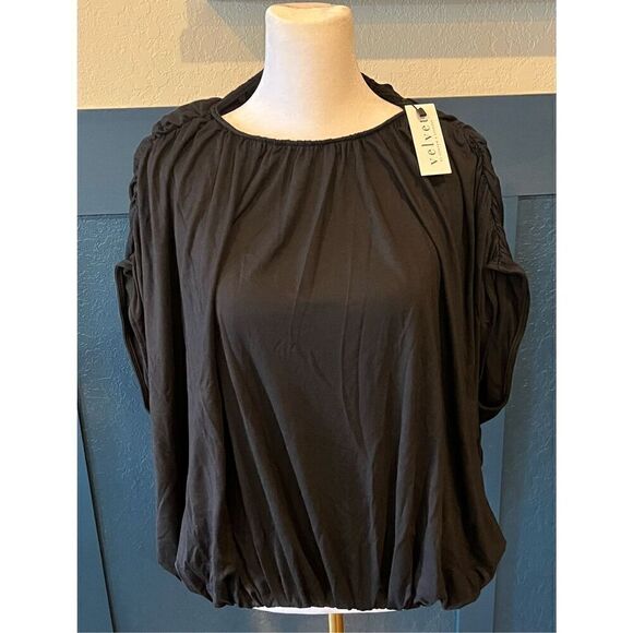 Velvet by Graham & Spencer Women's Carmen Draped Short Sleeve T Shirt - Picture 3 of 7